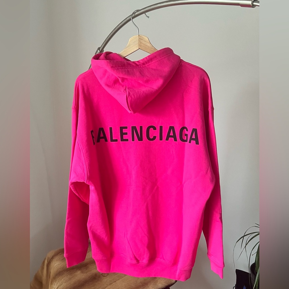 Balenciaga back logo pink hoodie - Picture 1 of 6